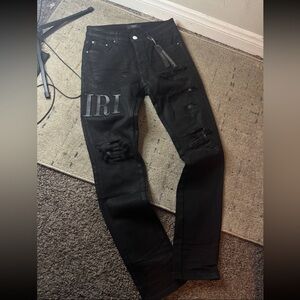 AMIRI Black Distressed Slim Jeans